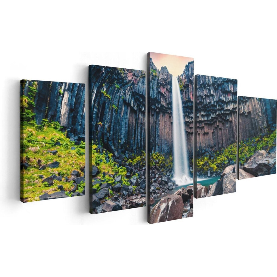 Artaza Canvas Schilderij Vijfluik Waterval In IJsland  - 100x50 - Foto Op Canvas - Canvas Print afbeelding 1