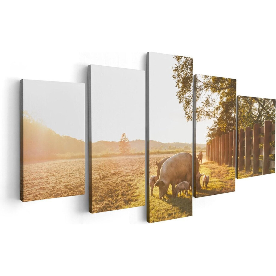 Artaza Canvas Schilderij Vijfluik Varken Familie - Varkens - 100x50 - Foto Op Canvas - Canvas Print Artaza Canvas Schilderij Vijfluik Varken Familie - Varkens - 100x50 - Foto Op Canvas - Canvas Print afbeelding 1