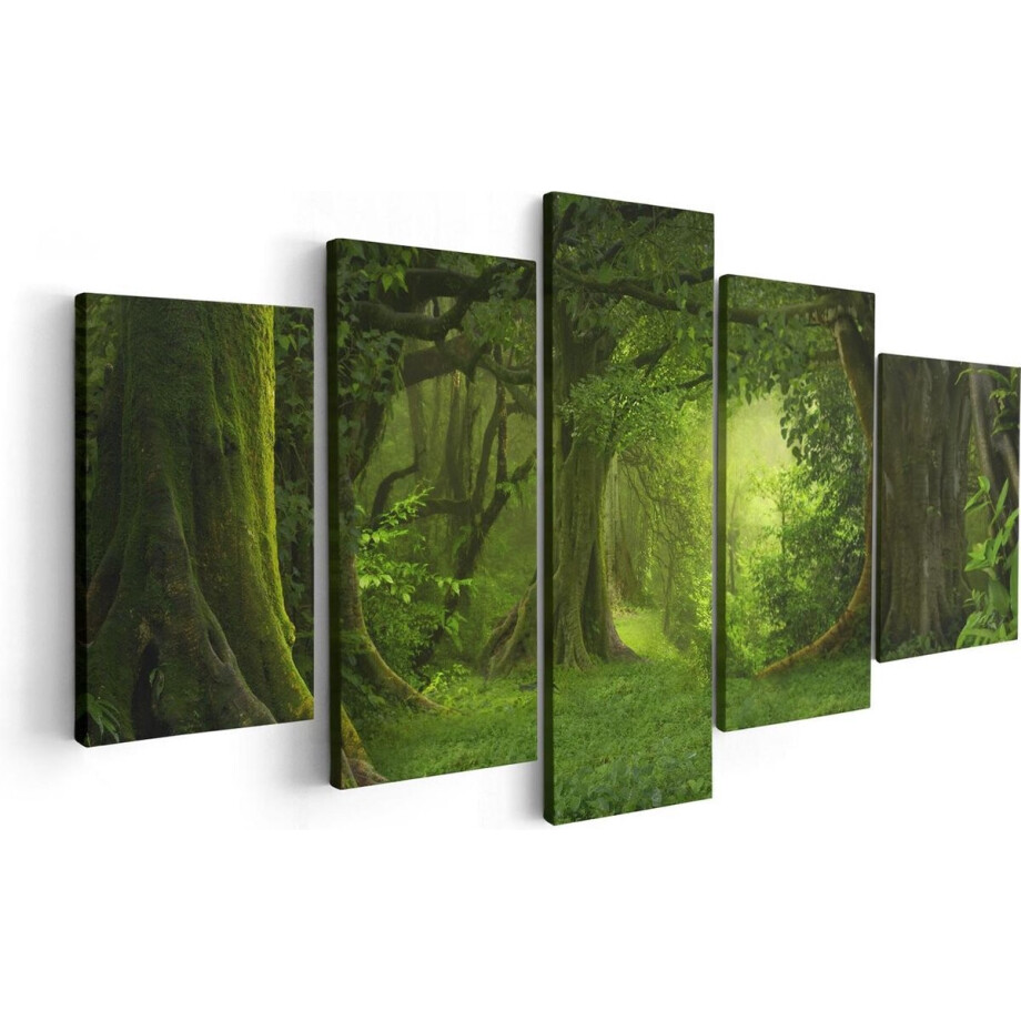 Artaza Canvas Schilderij Vijfluik Groene Tropische Jungle Bos  - 100x50 - Foto Op Canvas - Canvas Print afbeelding 1