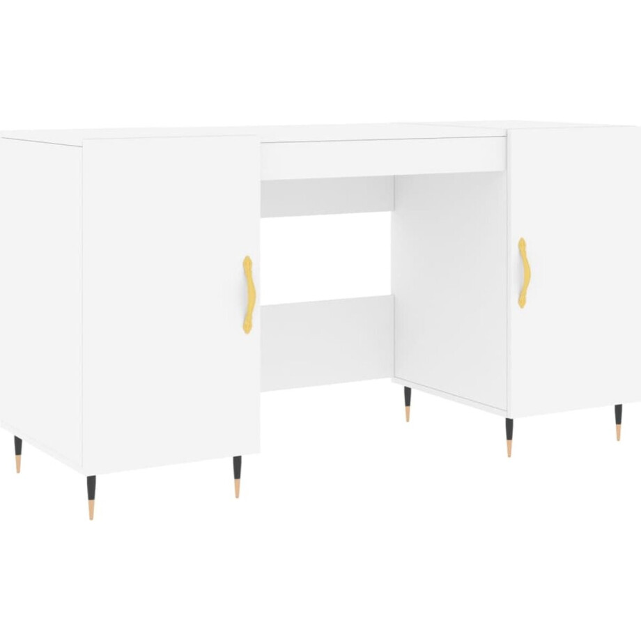vidaXL Bureau - 140x50x75 cm - Wit - Bewerkt Hout Bureau - Werkplek - Houten Bureau - Witte Bureau - Compact Bureau afbeelding 1