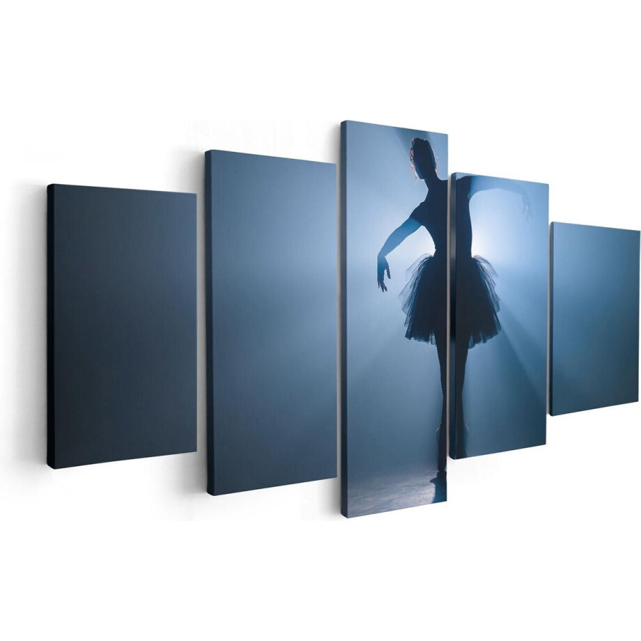 Artaza Canvas Schilderij Vijfluik Ballerina Silhouet - Ballet - 100x50 - Foto Op Canvas - Canvas Print afbeelding 1