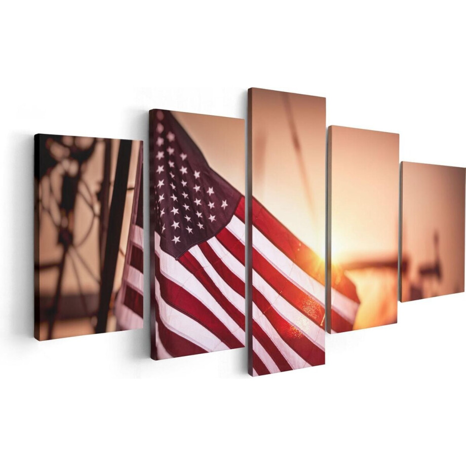 Artaza Canvas Schilderij Vijfluik Amerikaanse Vlag - Verenigde Staten - 100x50 - Foto Op Canvas - Canvas Print Artaza Canvas Schilderij Vijfluik Amerikaanse Vlag - Verenigde Staten - 100x50 - Foto Op Canvas - Canvas Print afbeelding 1