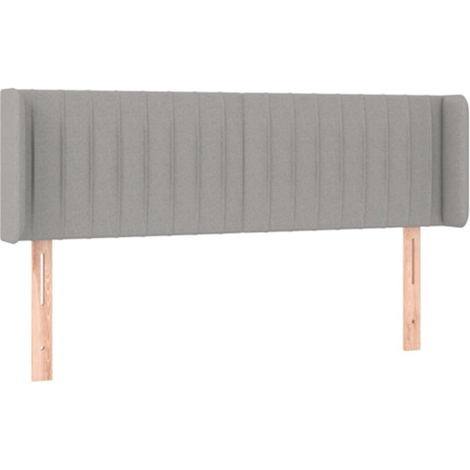 vidaXL - Hoofdbord - met - randen - 147x16x78/88 - cm - stof - lichtgrijs afbeelding 1