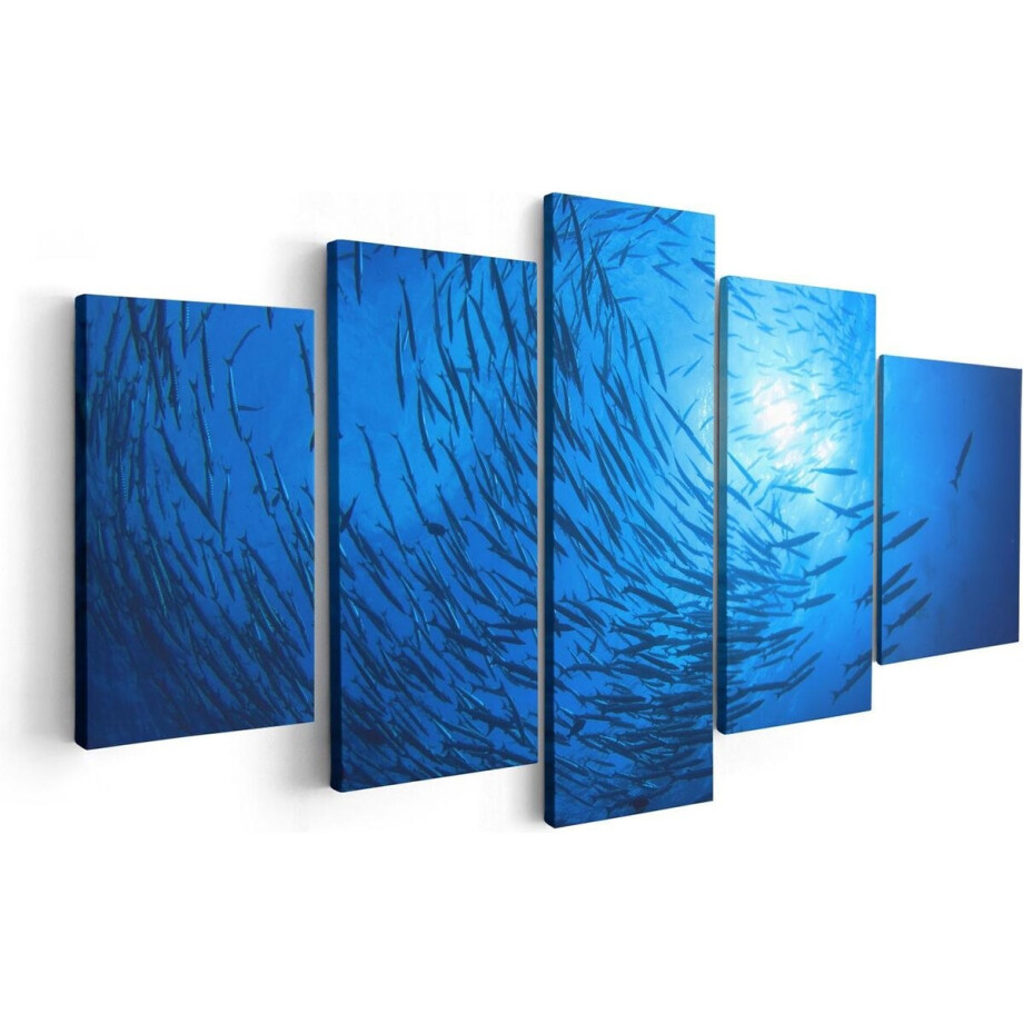 Artaza Canvas Schilderij Vijfluik Zwerm Vissen in de Oceaan - 100x50 - Foto Op Canvas - Canvas Print afbeelding 1