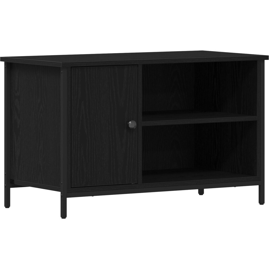 vidaXL - TV - Kast - 80 - x - 40 - x - 50 - cm - Zwart - eiken - Bewerkt - hout vidaXL - TV - Kast - 80 - x - 40 - x - 50 - cm - Zwart - eiken - Bewerkt - hout afbeelding 1