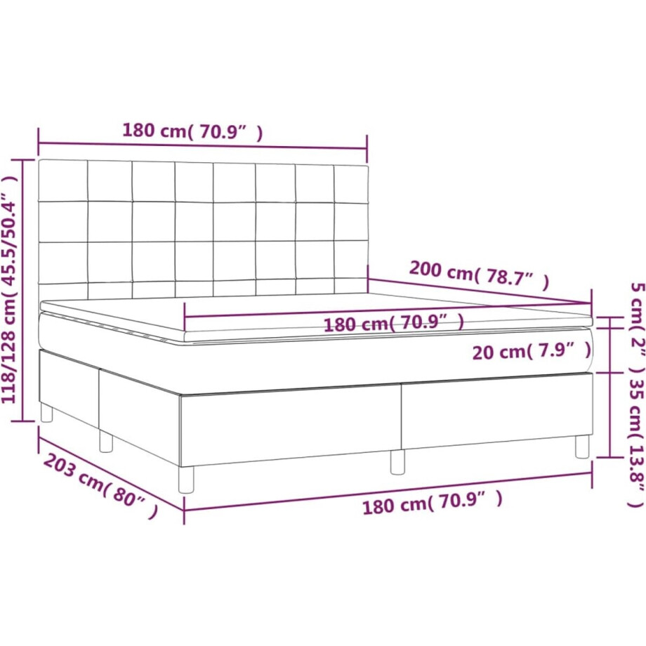 vidaXL - Boxspring - met - matras - stof - donkerbruin - 180x200 - cm vidaXL - Boxspring - met - matras - stof - donkerbruin - 180x200 - cm afbeelding 1