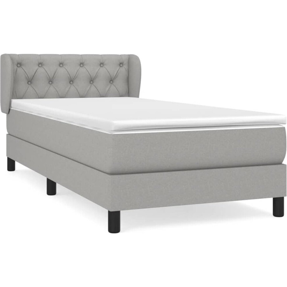 vidaXL - Boxspring - met - matras - stof - lichtgrijs - 80x200 - cm vidaXL - Boxspring - met - matras - stof - lichtgrijs - 80x200 - cm afbeelding 1