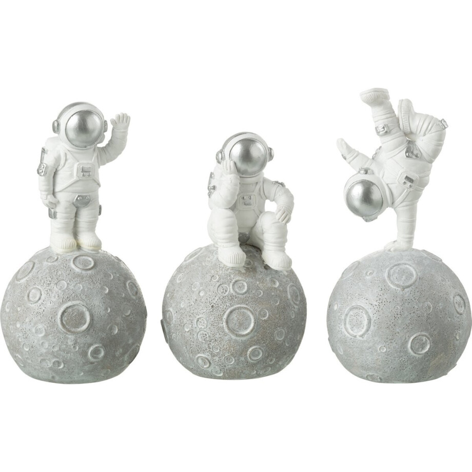 J-Line spaarpot Astronauten - polyresin - wit/zilver - 3 stuks J-Line spaarpot Astronauten - polyresin - wit/zilver - 3 stuks afbeelding 1
