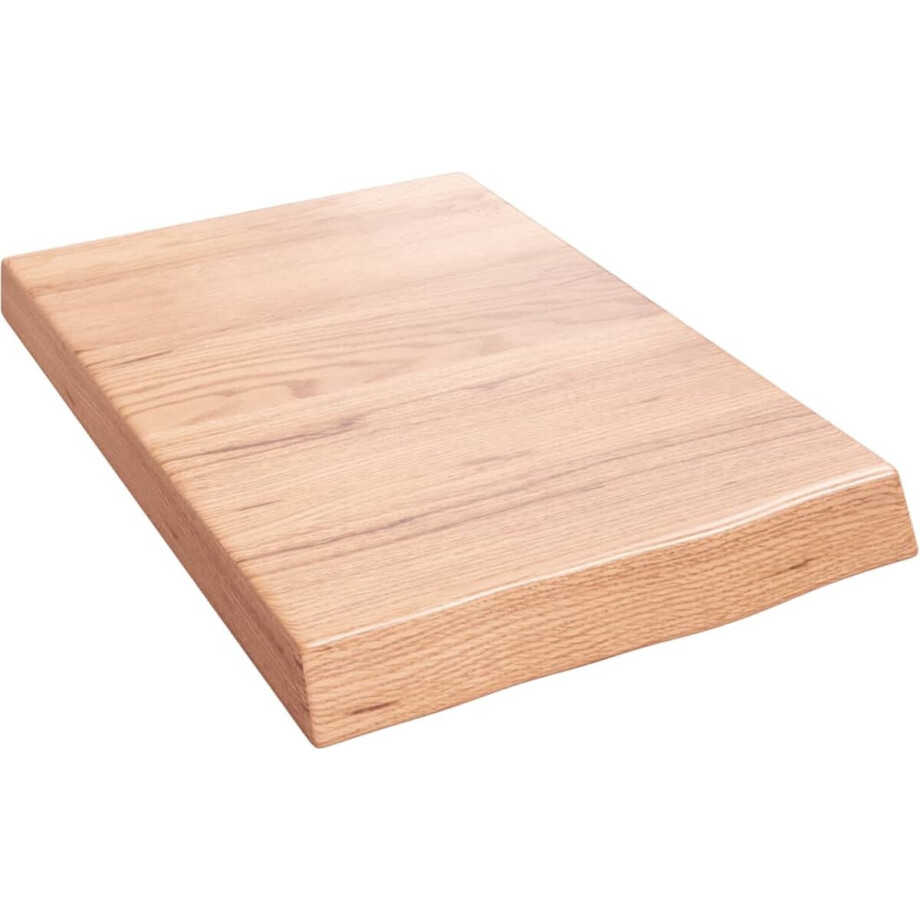 vidaXL - Wandschap - 40x60x(2-6) - cm - behandeld - massief - eikenhout - lichtbruin afbeelding 1