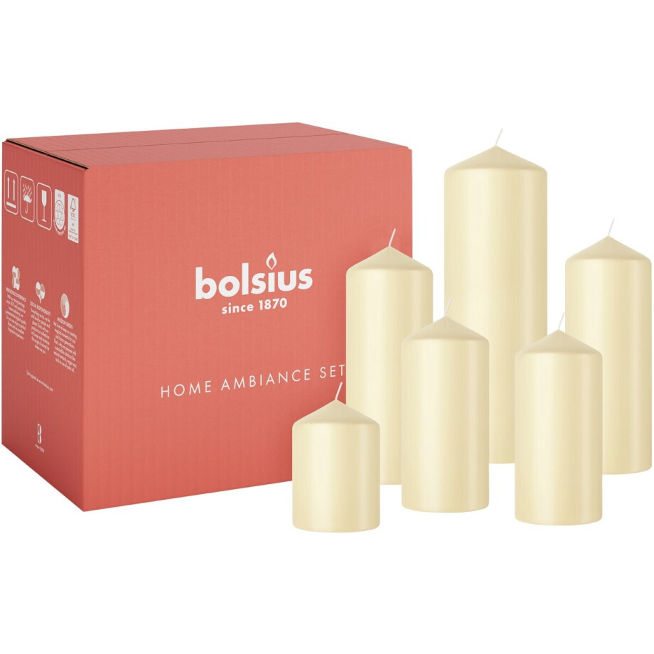 Bolsius - Glanzende Stompkaarsen set - Oat Beige afbeelding 1