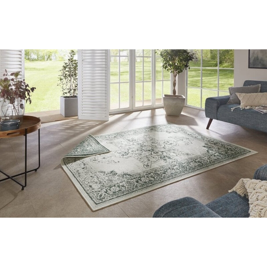 Flycarpets Omkeerbaar Buitenkleed / Vloerkleed - Borbon - Groen / Creme - Laagpolig Tuintapijt / Buitentapijt / Tuinkleed - 200x290 cm Flycarpets Omkeerbaar Buitenkleed / Vloerkleed - Borbon - Groen / Creme - Laagpolig Tuintapijt / Buitentapijt / Tuinkleed - 200x290 cm afbeelding 1
