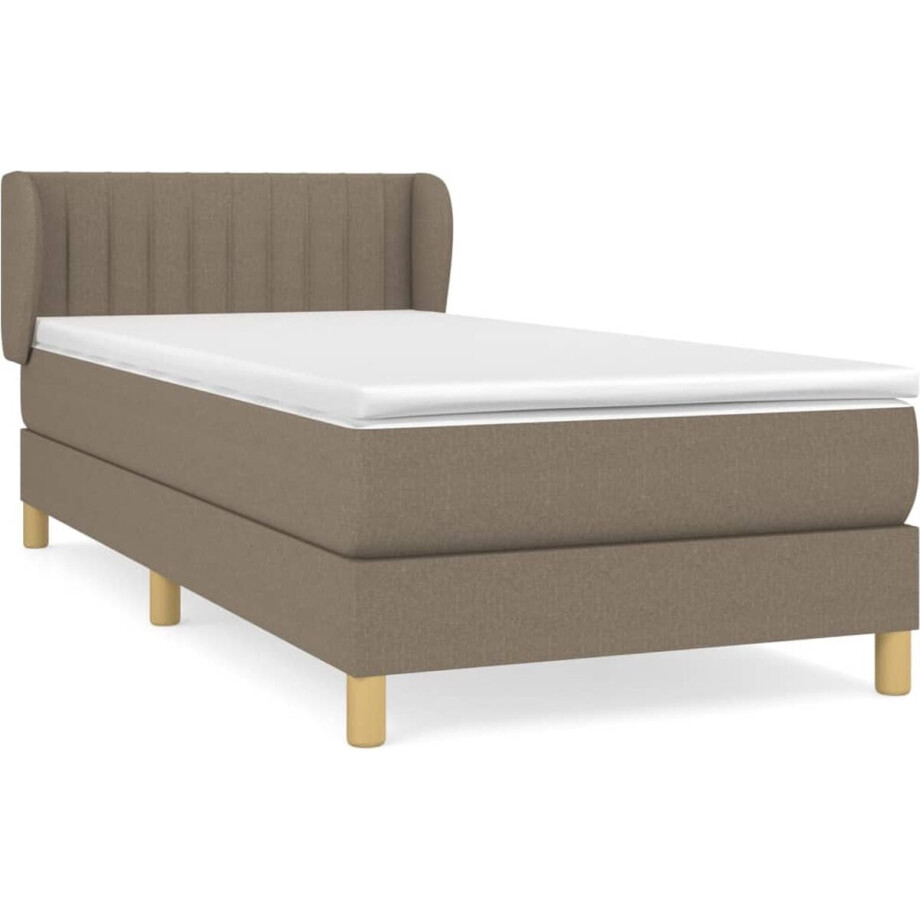 vidaXL - Boxspring - met - matras - stof - taupe - 90x190 - cm vidaXL - Boxspring - met - matras - stof - taupe - 90x190 - cm afbeelding 1