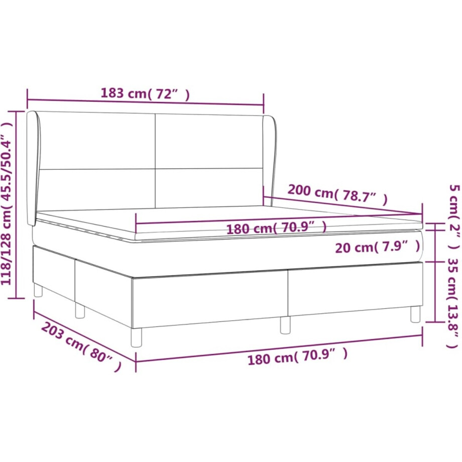 vidaXL - Boxspring - met - matras - stof - zwart - 180x200 - cm afbeelding 1