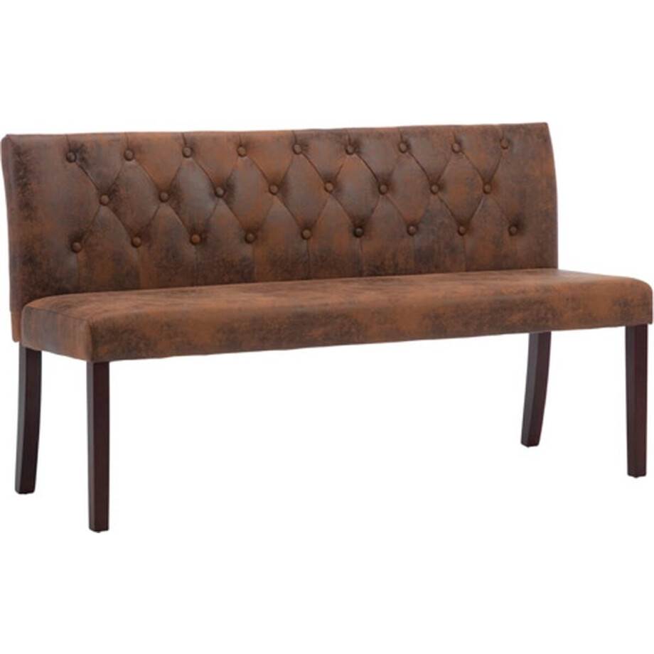 vidaXL - Bankje - 148,5 - cm - kunstsuède - bruin afbeelding 1