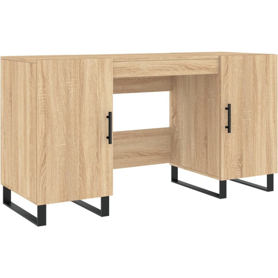 vidaXL - Bureau - 140x50x75 - cm - bewerkt - hout - sonoma - eikenkleurig afbeelding 1