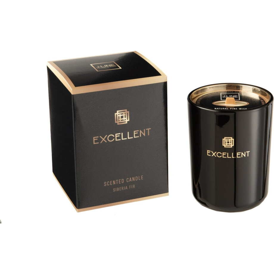 J-Line geurkaars Excellent - Siberia Fir - glas - zwart - small - 50U J-Line geurkaars Excellent - Siberia Fir - glas - zwart - small - 50U afbeelding 1