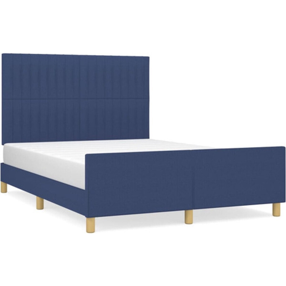 vidaXL - Bedframe - zonder - matras - stof - blauw - 140x200 - cm afbeelding 1