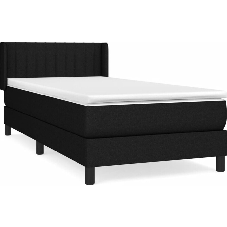 vidaXL - Boxspring - met - matras - stof - zwart - 100x200 - cm afbeelding 1