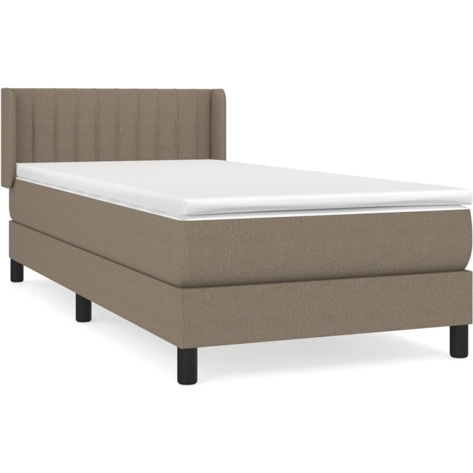 vidaXL - Boxspring - met - matras - stof - taupe - 100x200 - cm vidaXL - Boxspring - met - matras - stof - taupe - 100x200 - cm afbeelding 1