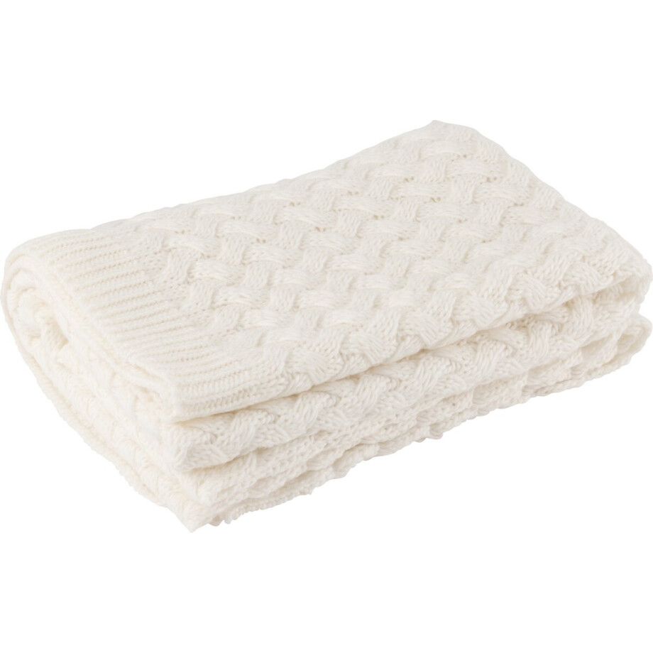 J-Line plaid Gebreid - textiel - blanc - 180 x 130 cm afbeelding 1