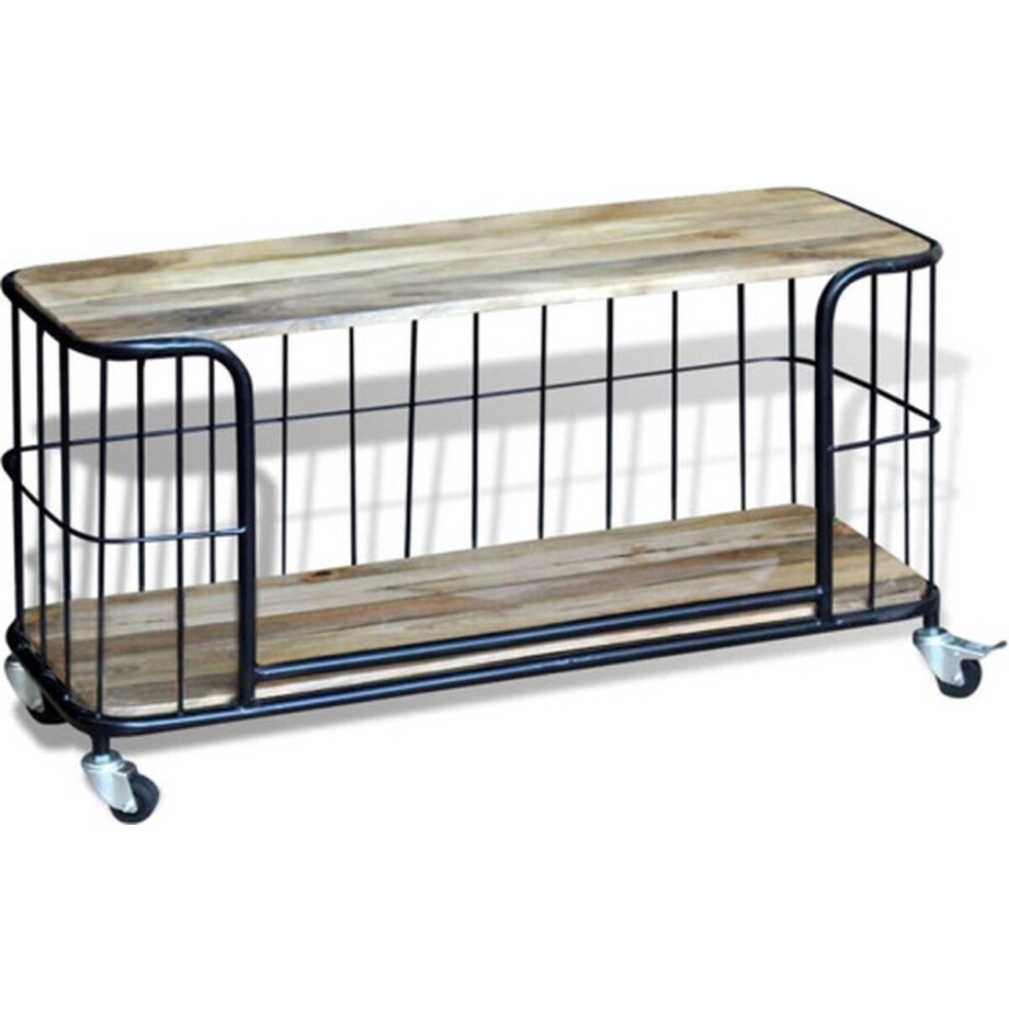 vidaXL - Tv-meubel100x40x45 - cm - massief - mangohout afbeelding 1