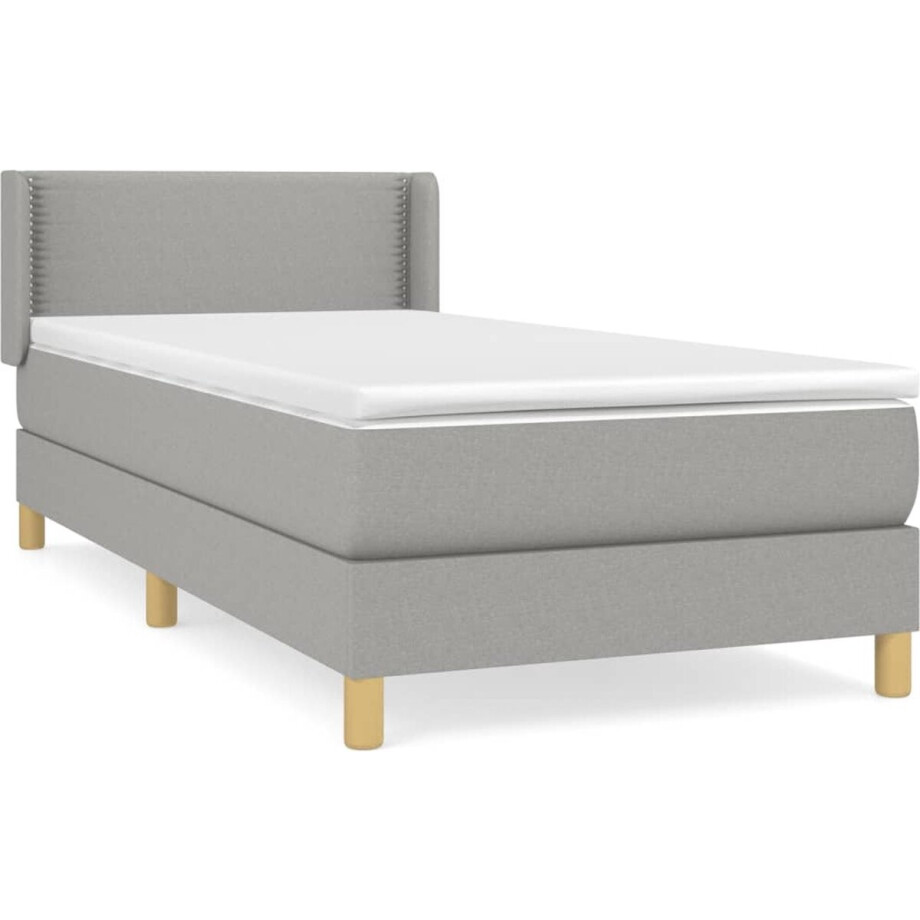 vidaXL - Boxspring - met - matras - stof - lichtgrijs - 90x190 - cm afbeelding 1