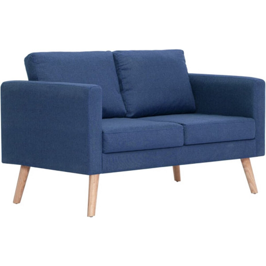 vidaXL - Tweezitsbank - stof - blauw vidaXL - Tweezitsbank - stof - blauw afbeelding 1