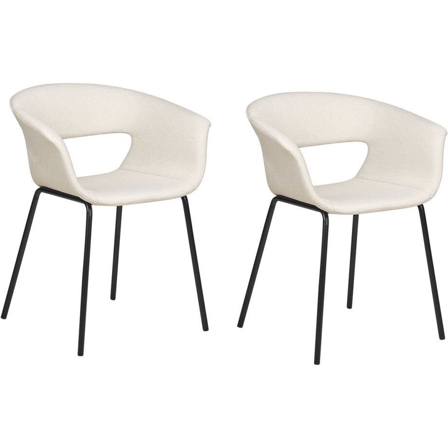 BELIANI ELMA - Eetkamerstoelen set van 2 - Lichtbeige - Polyester BELIANI ELMA - Eetkamerstoelen set van 2 - Lichtbeige - Polyester afbeelding 1