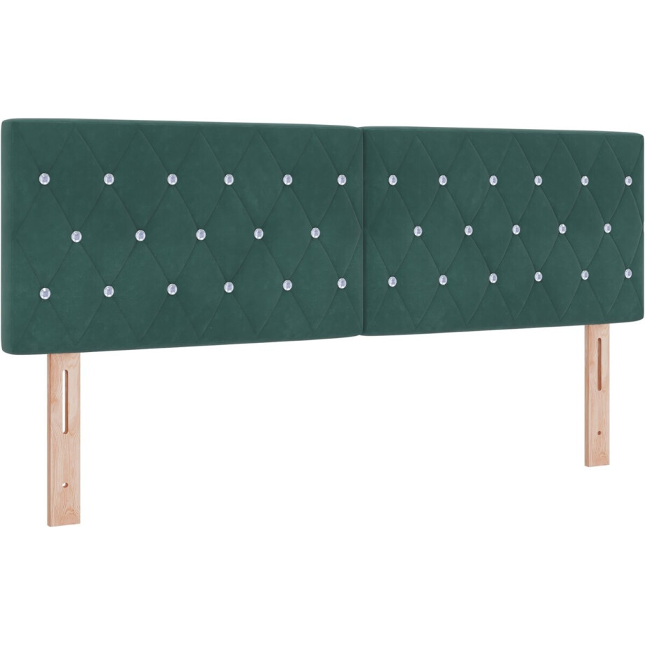 vidaXL - Hoofdbord - Donkergroen - 144 - cm - Fluweel afbeelding 1