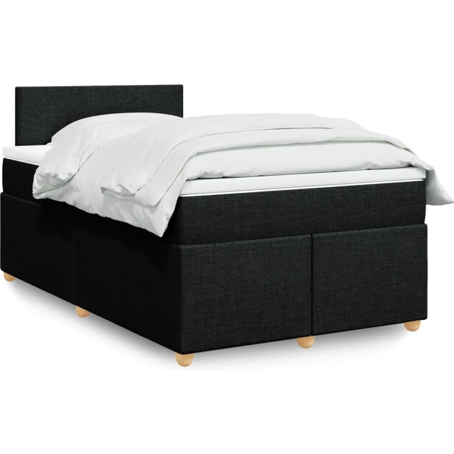 vidaXL - Boxspring - met - matras - stof - zwart - 120x190 - cm vidaXL - Boxspring - met - matras - stof - zwart - 120x190 - cm afbeelding 1