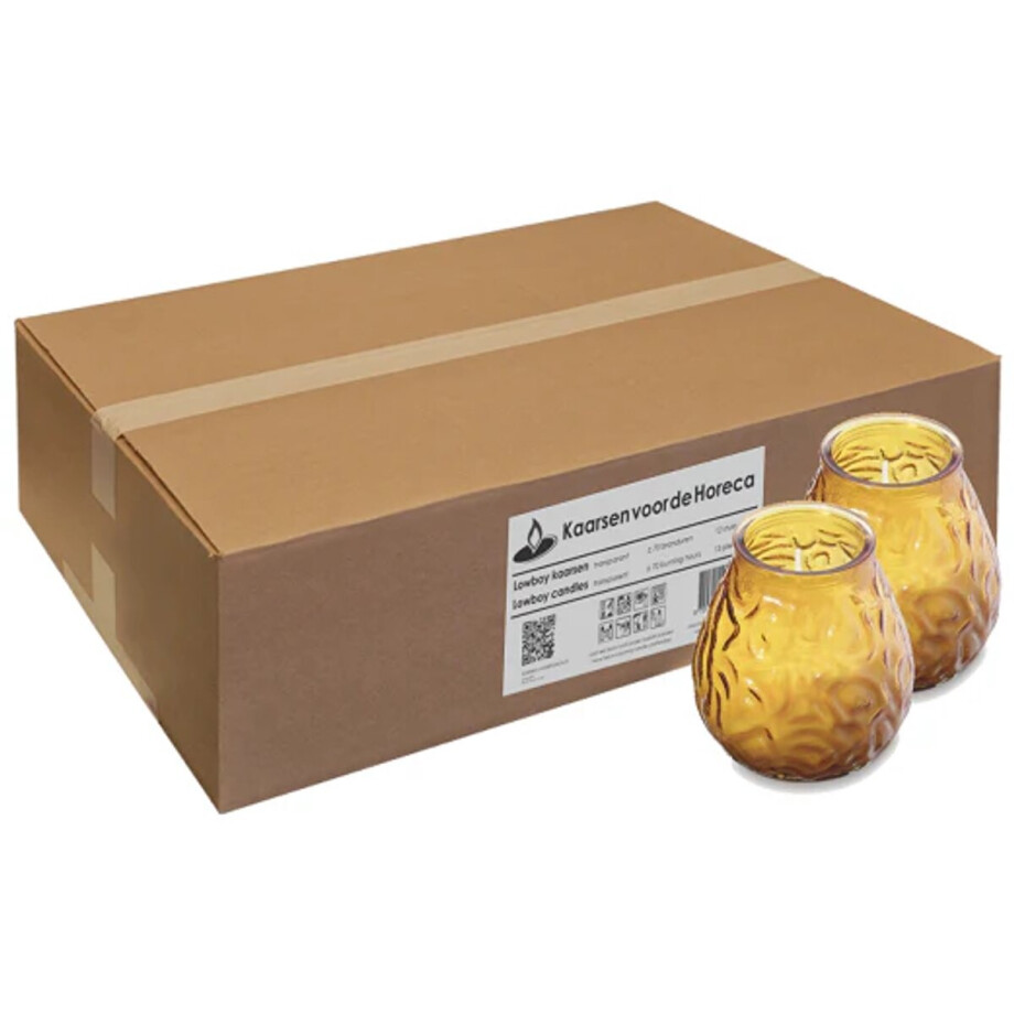 Bolsius Lowboy Amber Kaars Ø95 x 105 mm – 70 Branduren – 12 Stuks – Sfeerkaars in Glazen Houder Bolsius Lowboy Amber Kaars Ø95 x 105 mm – 70 Branduren – 12 Stuks – Sfeerkaars in Glazen Houder afbeelding 1