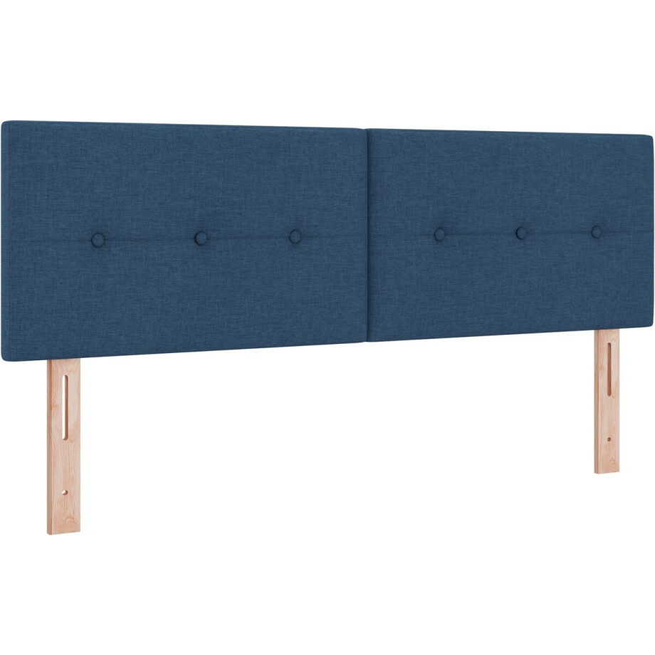 vidaXL - Hoogte - verstelbaar - hoofdbord - met - hoofdeinde - Blauw - 160 - cm - Stof afbeelding 1