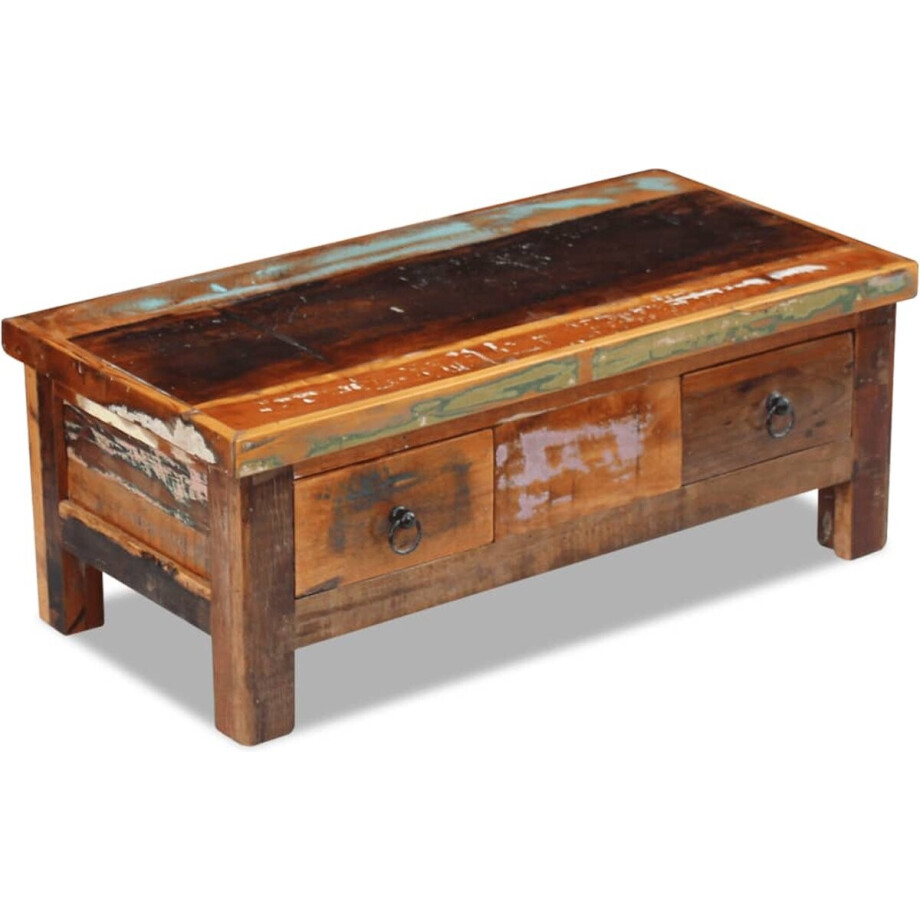 vidaXL Salontafel van gerecycled hout met lades Salontafel - Vintage - Retro - Houten Salontafel - Antiek vidaXL Salontafel van gerecycled hout met lades Salontafel - Vintage - Retro - Houten Salontafel - Antiek afbeelding 1