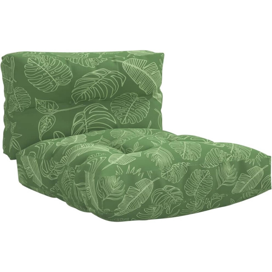 vidaXL Palletkussens 2-delig Bladpatroon Palletkussens - Tuinkussens - Buitenkussens - Lounge Kussens - Zitkussens afbeelding 1