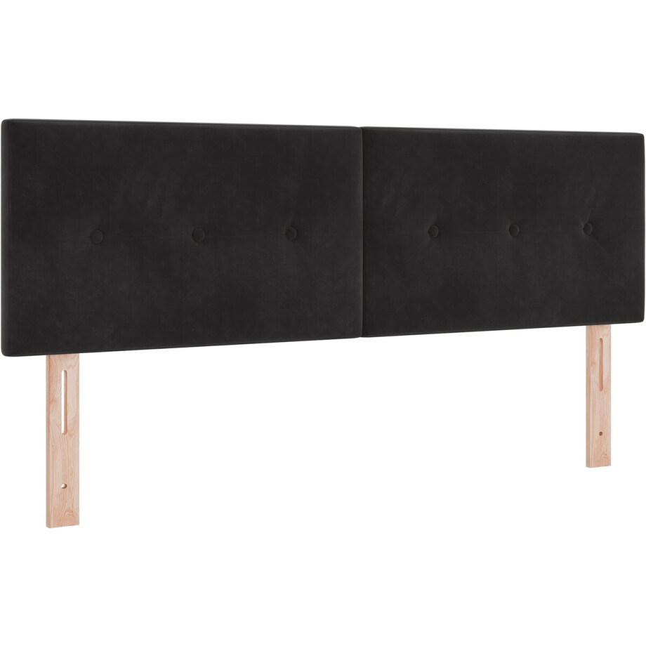 vidaXL - Hoofdbord - Zwart - 144 - cm - Fluweel vidaXL - Hoofdbord - Zwart - 144 - cm - Fluweel afbeelding 1
