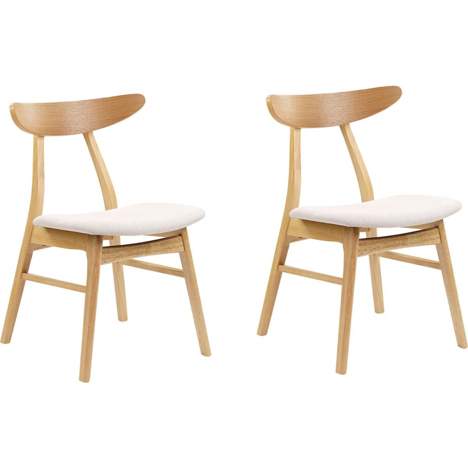 BELIANI LYNN - Eetkamerstoel set van 2 - Lichtbeige - Rubberhout afbeelding 1