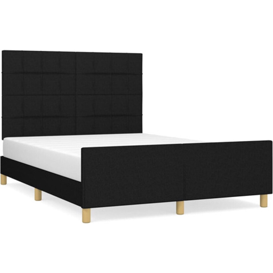 vidaXL - Bedframe - zonder - matras - stof - zwart - 140x190 - cm afbeelding 1