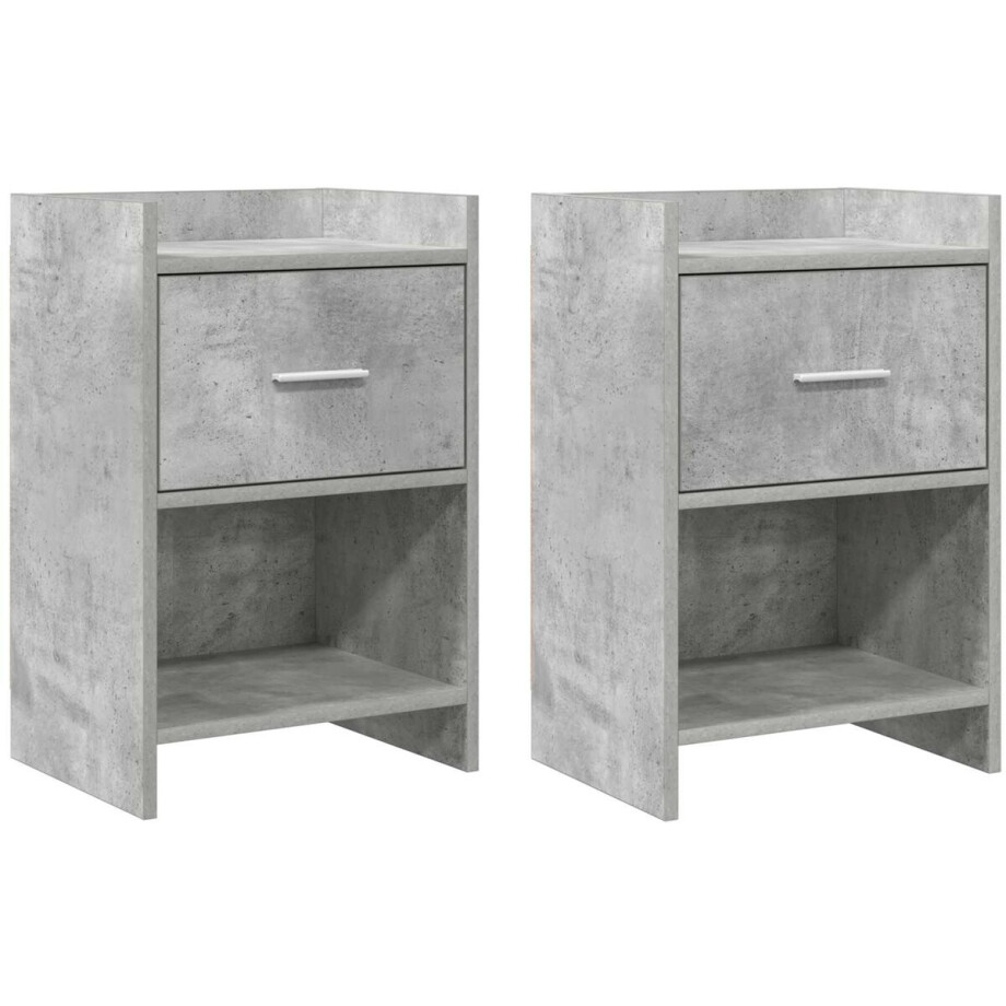 vidaXL - Nachttafels - 2 - st - Betongrijs - 40 - x - 30 - x - 60 - cm - Bewerkt - hout vidaXL - Nachttafels - 2 - st - Betongrijs - 40 - x - 30 - x - 60 - cm - Bewerkt - hout afbeelding 1