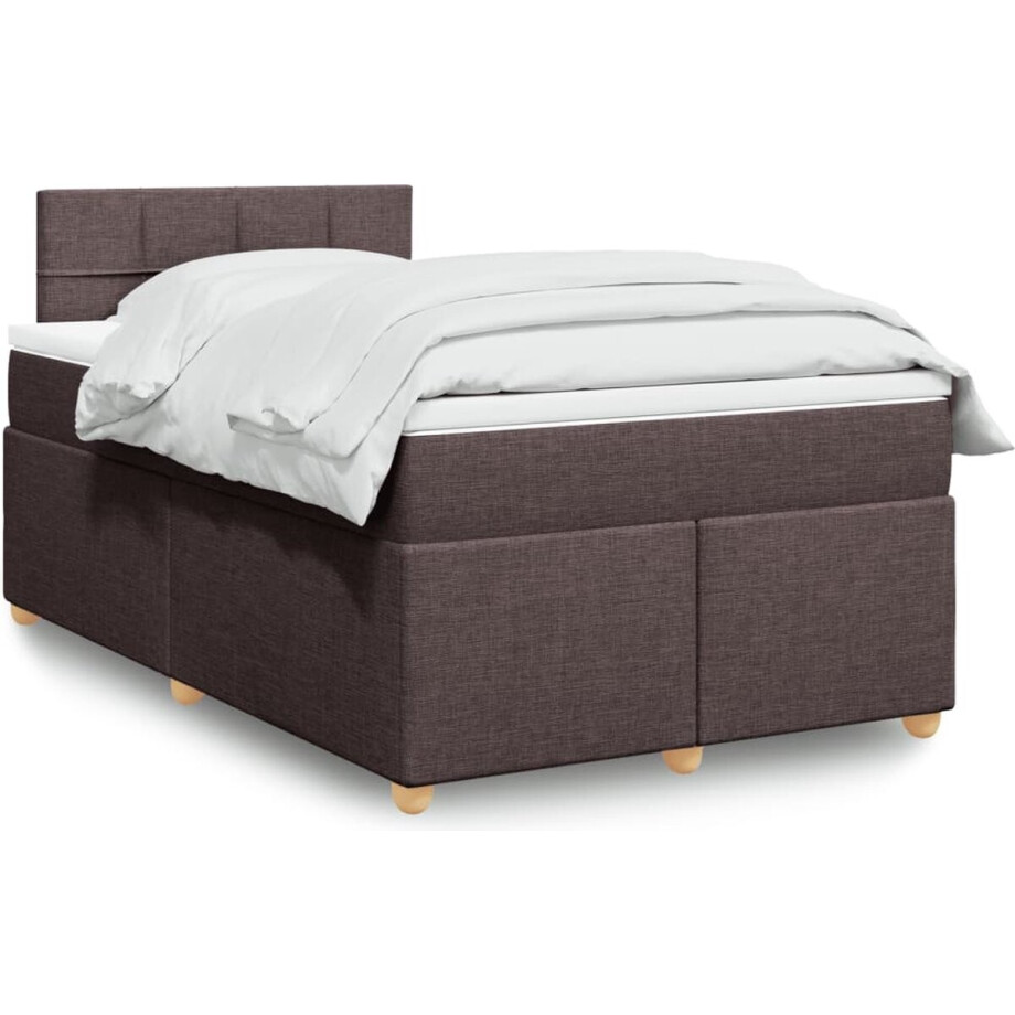 vidaXL - Boxspring - met - matras - stof - donkerbruin - 120x200 - cm vidaXL - Boxspring - met - matras - stof - donkerbruin - 120x200 - cm afbeelding 1