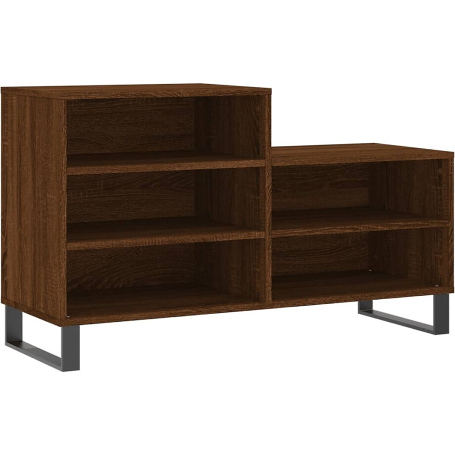 vidaXL - Schoenenkast - 102x36x60 - cm - bewerkt - hout - bruin - eikenkleur afbeelding 1
