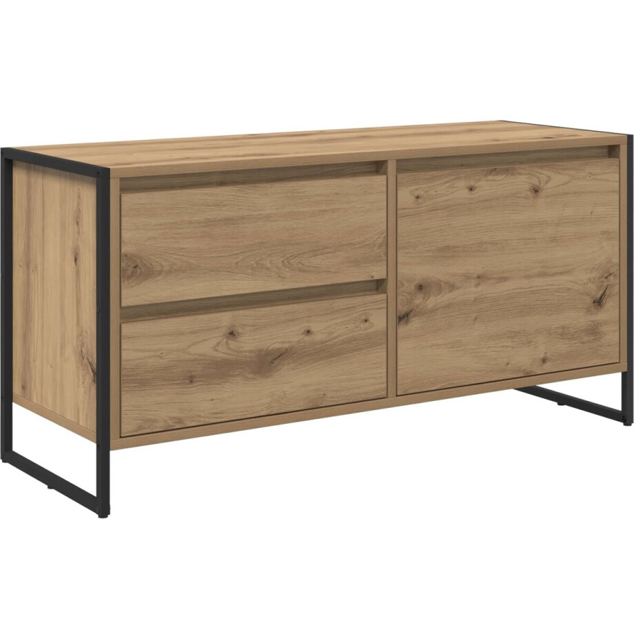 vidaXL - TV - Kast - Ambachtelijk - Eiken - 100 - x - 36 - x - 49,5 - cm - Bewerkt - hout afbeelding 1