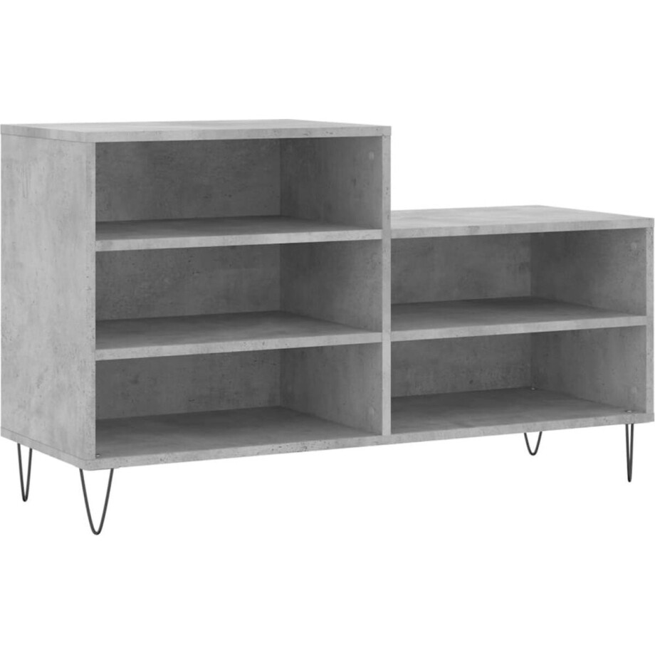 vidaXL - Schoenenkast - 102x36x60 - cm - bewerkt - hout - betongrijs vidaXL - Schoenenkast - 102x36x60 - cm - bewerkt - hout - betongrijs afbeelding 1