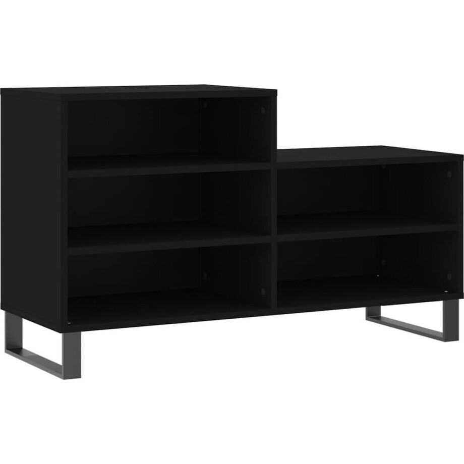 vidaXL - Schoenenkast - 102x36x60 - cm - bewerkt - hout - zwart afbeelding 1