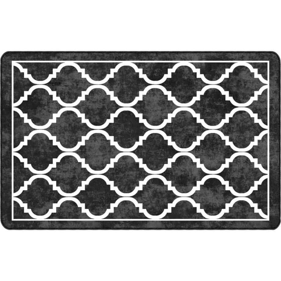vidaXL - Vloerkleed - wasbaar - 190x300 - cm - zwart - en - wit vidaXL - Vloerkleed - wasbaar - 190x300 - cm - zwart - en - wit afbeelding 1