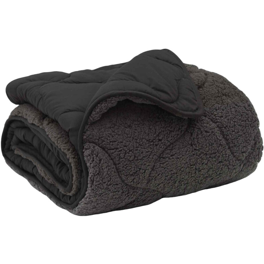 vidaXL - Zomer - Deken - Antraciet - 140 - x - 220 - cm - Microvezel - en - Teddy - fleece afbeelding 1