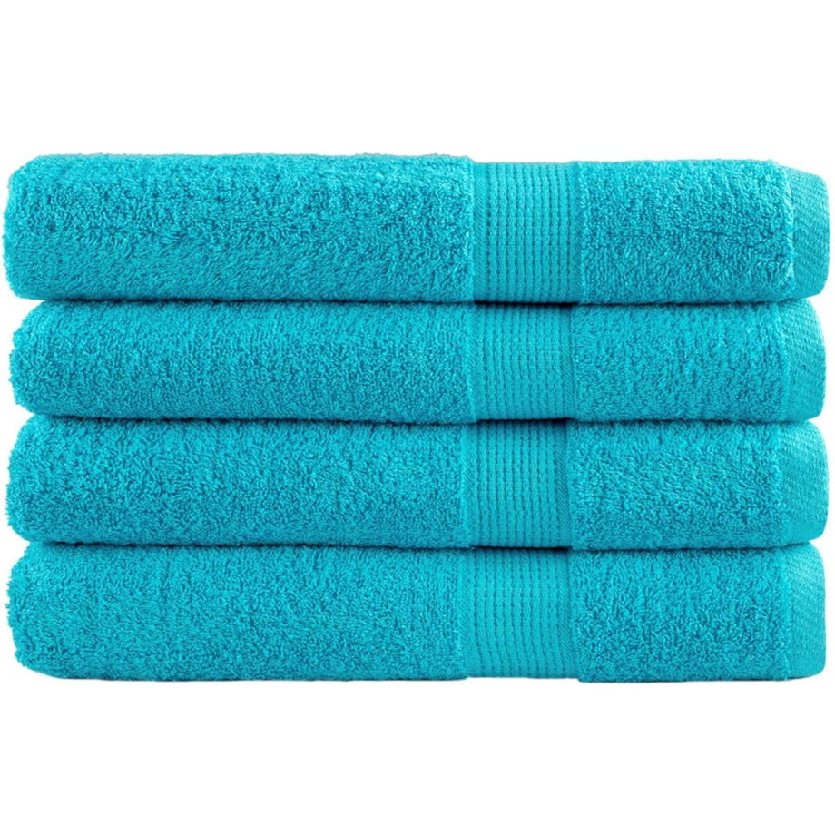 vidaXL - Handdoeken - SOLUND - 4 - st - 600 - g/m² - 100x200 - cm - turquoise afbeelding 1