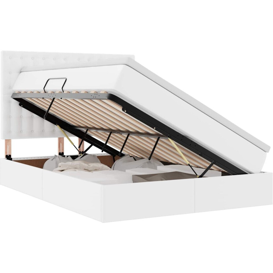vidaXL - Opbergbed - met - LED - met - matras - Zuiver - Wit - 140 - x - 200 - cm - Kunstleer vidaXL - Opbergbed - met - LED - met - matras - Zuiver - Wit - 140 - x - 200 - cm - Kunstleer afbeelding 1