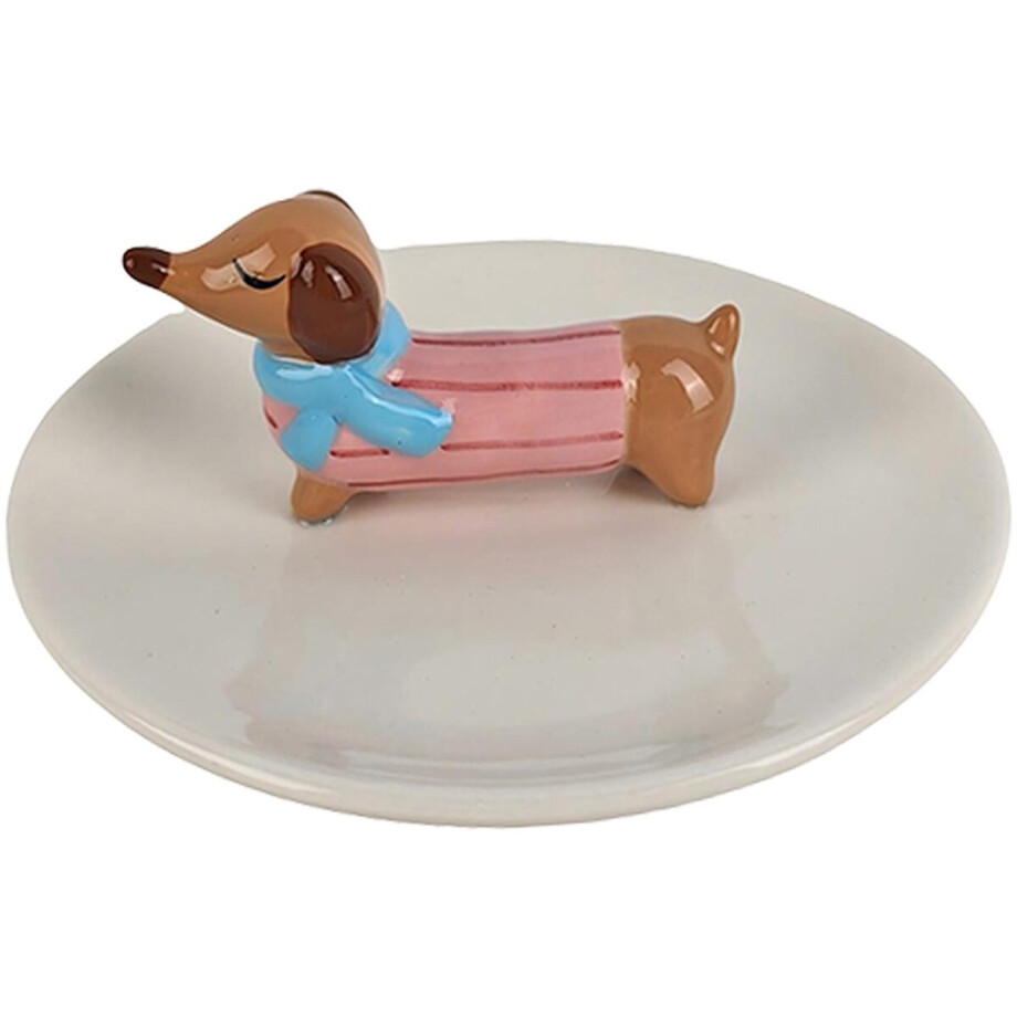 Clayre & Eef Decoratie schaal Hond Grijs Keramiek afbeelding 1