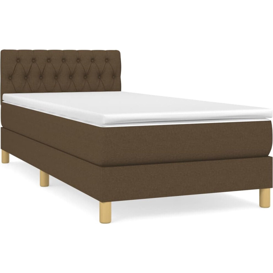 vidaXL - Boxspring - met - matras - stof - donkerbruin - 100x200 - cm afbeelding 1