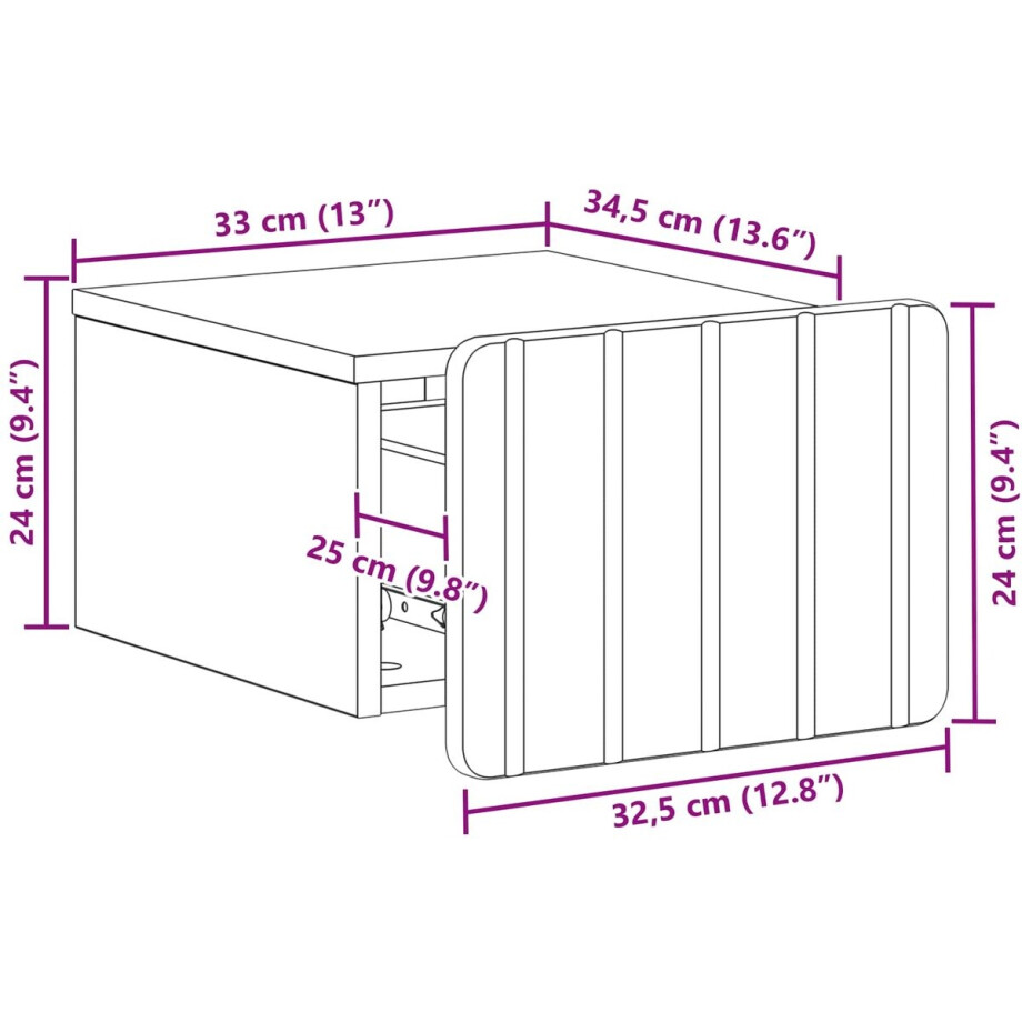 vidaXL - Muurbevestigde - Nachttafel - Gerookt - eiken - 33 - x - 34,5 - x - 24 - cm vidaXL - Muurbevestigde - Nachttafel - Gerookt - eiken - 33 - x - 34,5 - x - 24 - cm afbeelding 1